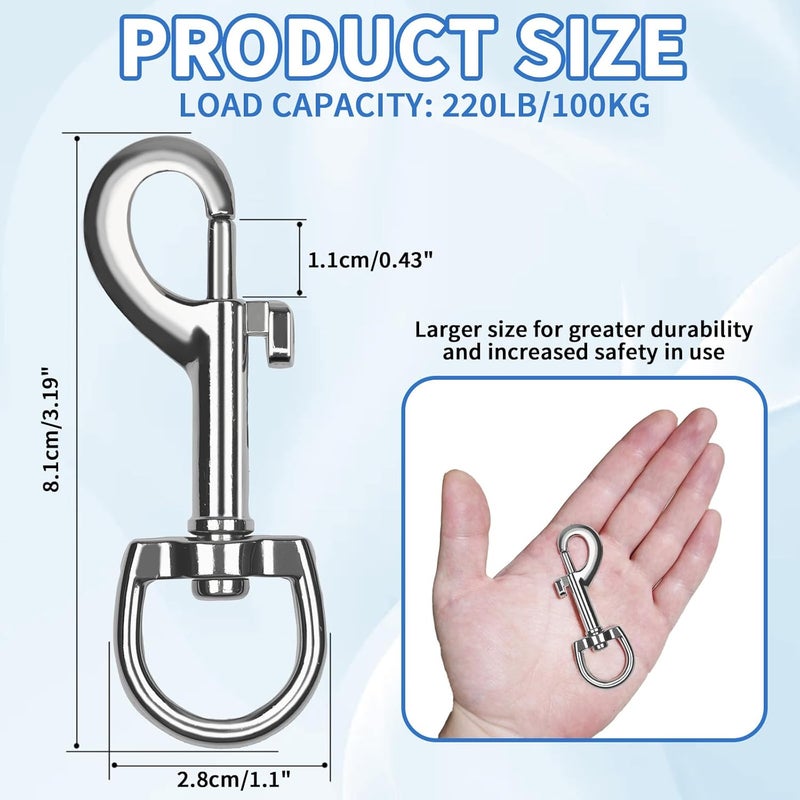 MCSDFN 6 Pcs Swivel Eye Bolt Snap Hooks 3.2 Inch Zinc Alloy Single Ended Flag Clips Trigger Bolt Hooks Swivel Snaps for Diving, Pet Leash, Key Chain, Flag, Clothes Line - Image 2